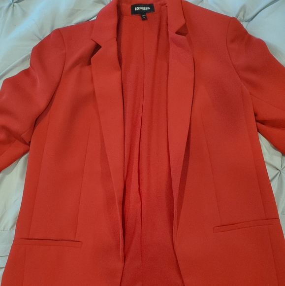 Express Jackets & Blazers - Red boyfriend jacket, red flower tang top